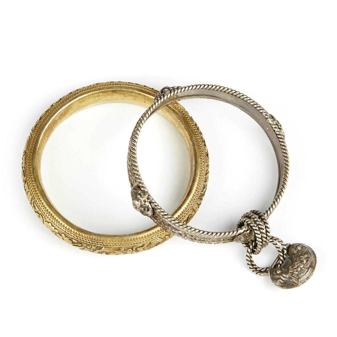 Grp: 2 Chinese Gilt Silver Bangles (1 of 7)