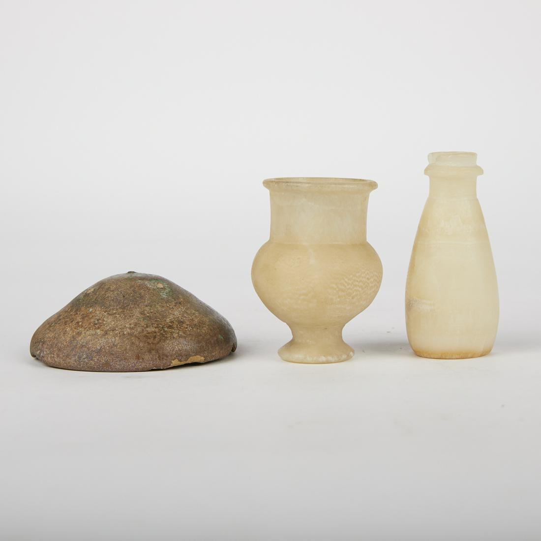 Grp: 3 Egyptian Alabaster & Pottery Vessels (1 of 10)