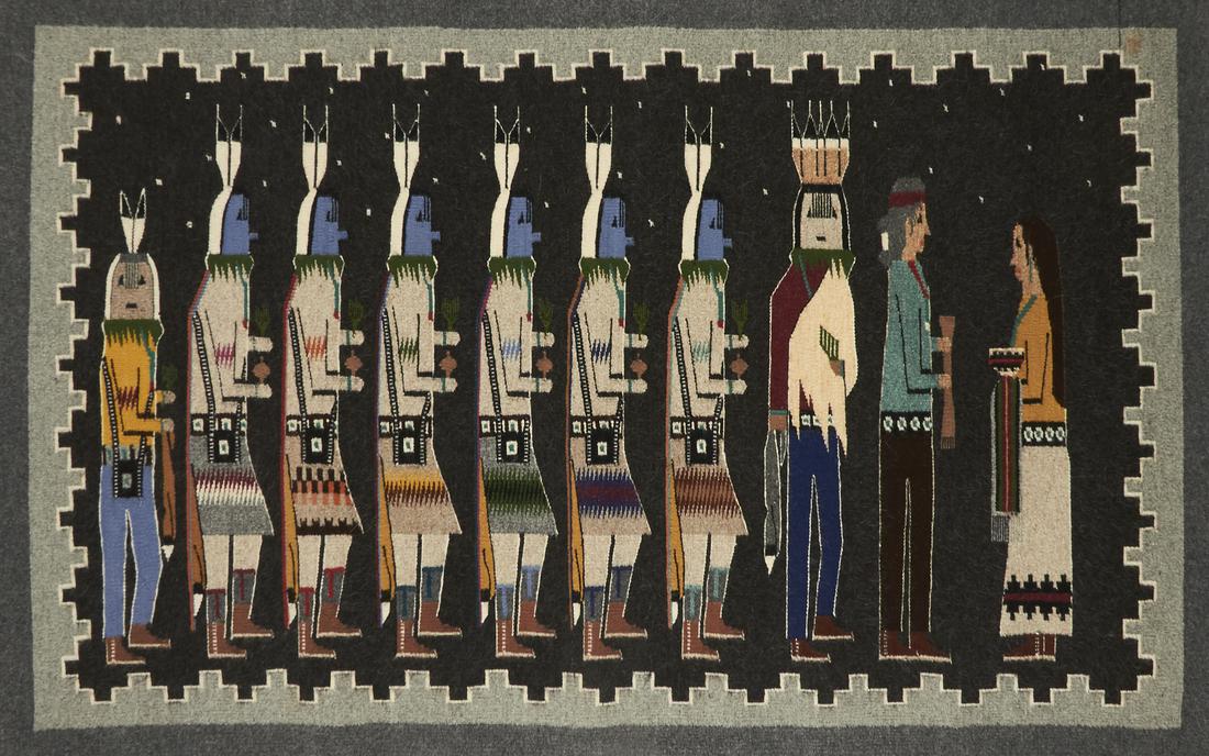 Navajo Yei Pictorial Rug Blanket Weaving - Mary Nocki (1 of 5)