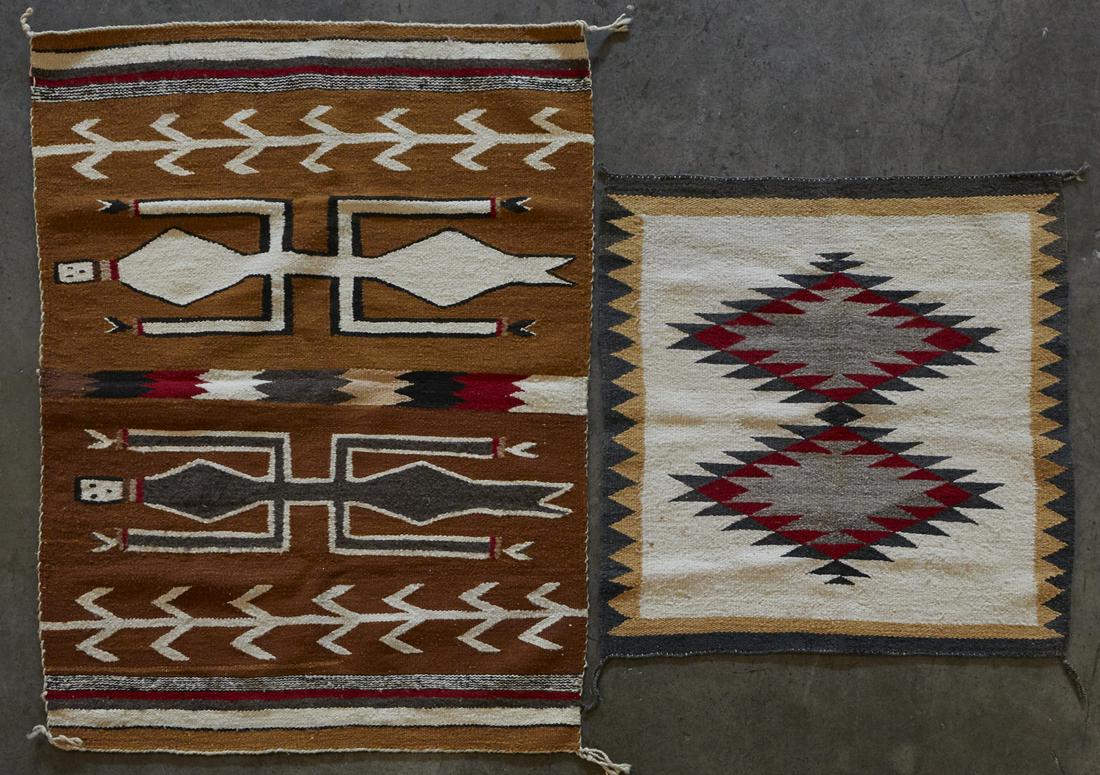 Grp: 2 Navajo Rugs Blanket Weavings - Yei (1 of 5)