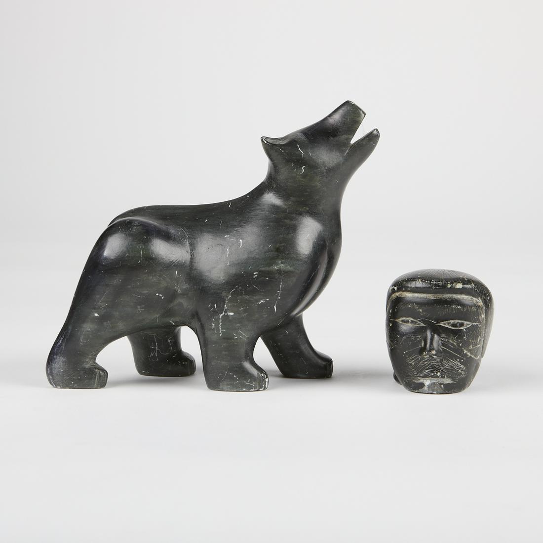 Inuit Head & Zoomorphic Bear Stone Carvings (1 of 12)