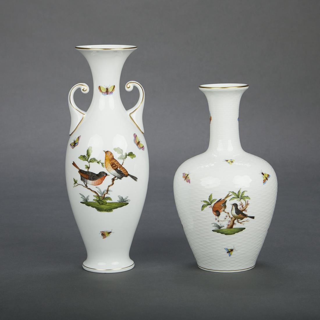 Grp: 2 Herend Hand Painted Porcelain Vases (1 of 10)
