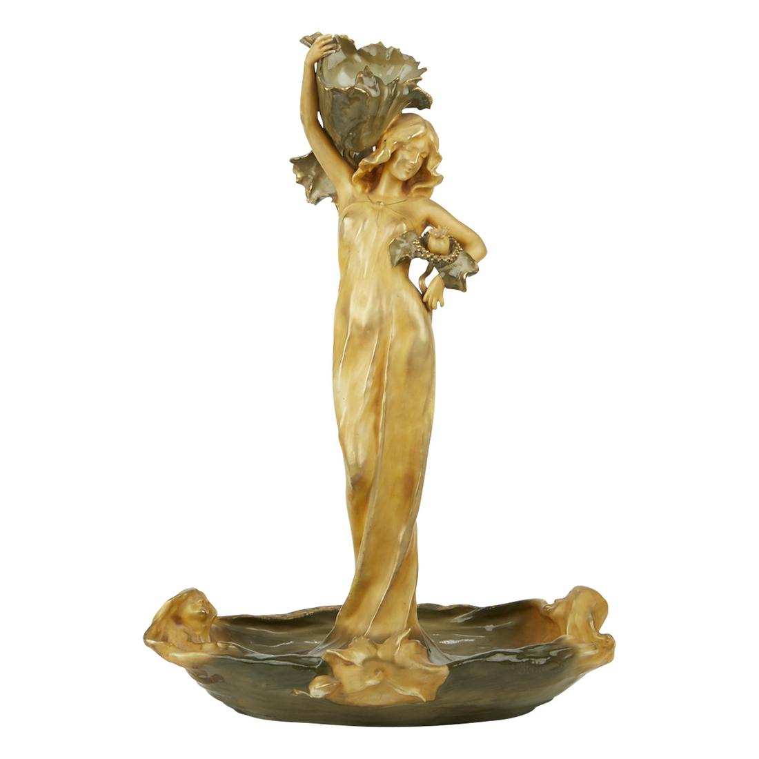 Art Nouveau Amphora Pottery Figural Basin (1 of 9)