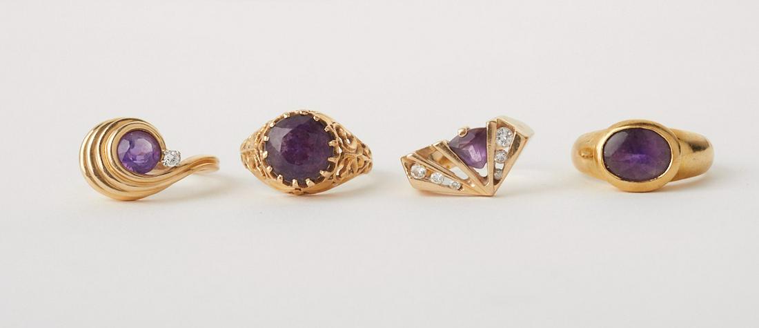 Grp: 4 Women's Gold Amethyst Rings (1 of 15)