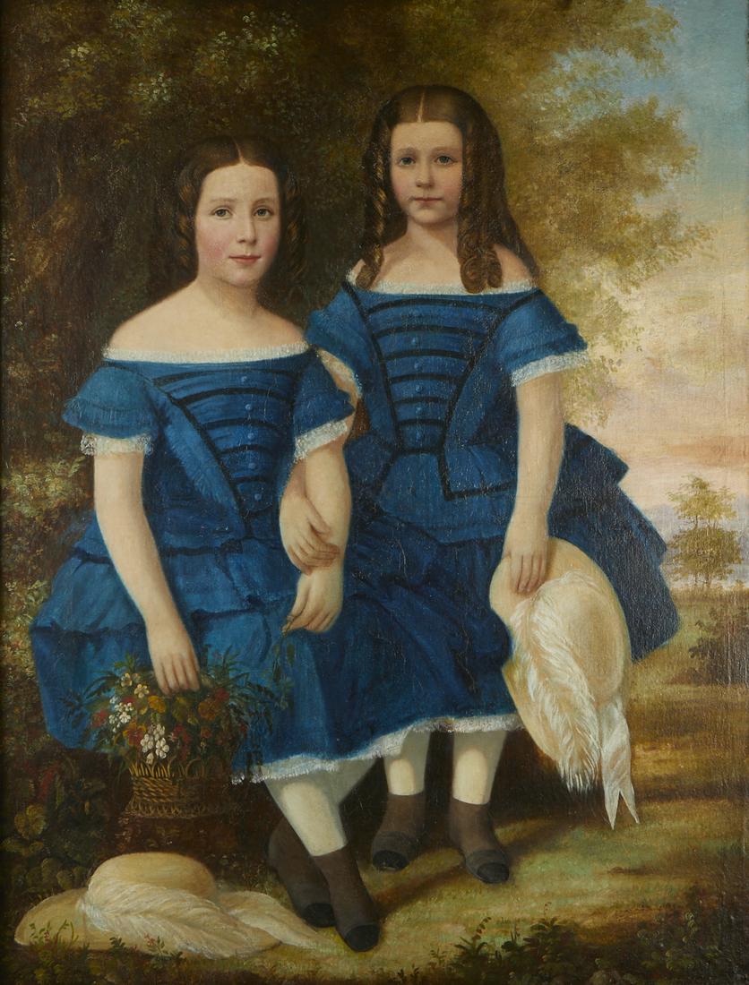 Traditional Double Portrait of Two Girls in Blue (1 of 3)