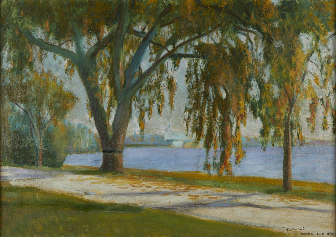 19th c. Impressionist Riverside Oil on Canvas - Signed (1 of 3)