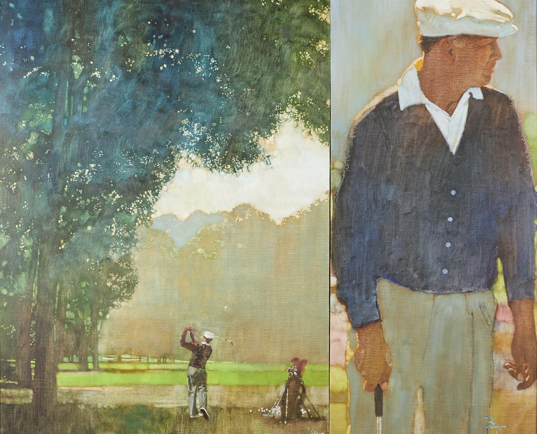 Bernie Fuchs "Golfer, Ben Hogan" Oil on Canvas (1 of 7)