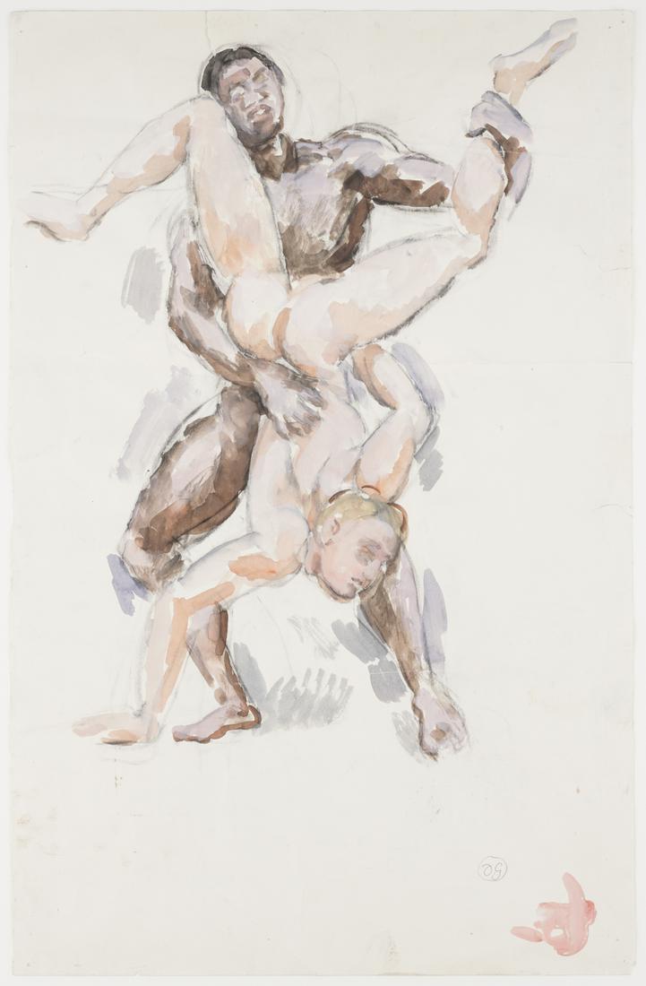 Duncan Grant "Hercules and Diomedes" Charcoal & Gouache (1 of 3)