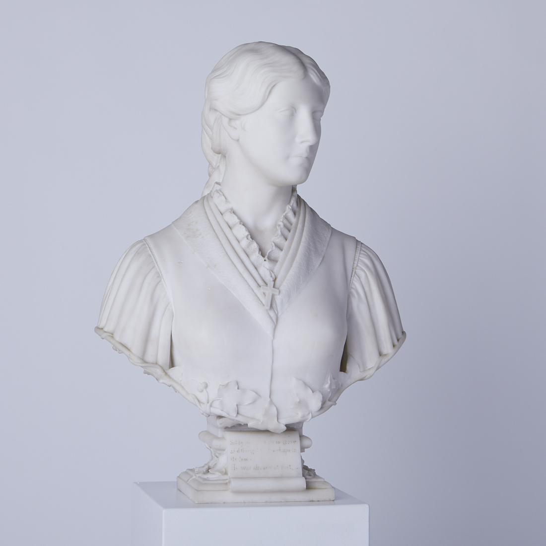 Preston Powers Bust of Woman Marble Sculpture (1 of 19)