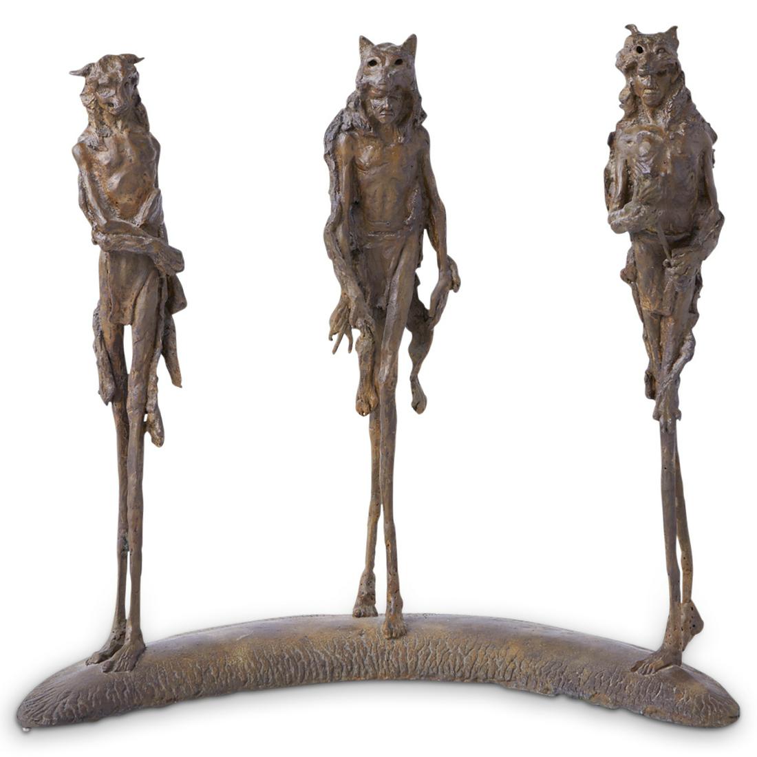 Large Bronze Wolf Men Figural Sculpture (1 of 7)