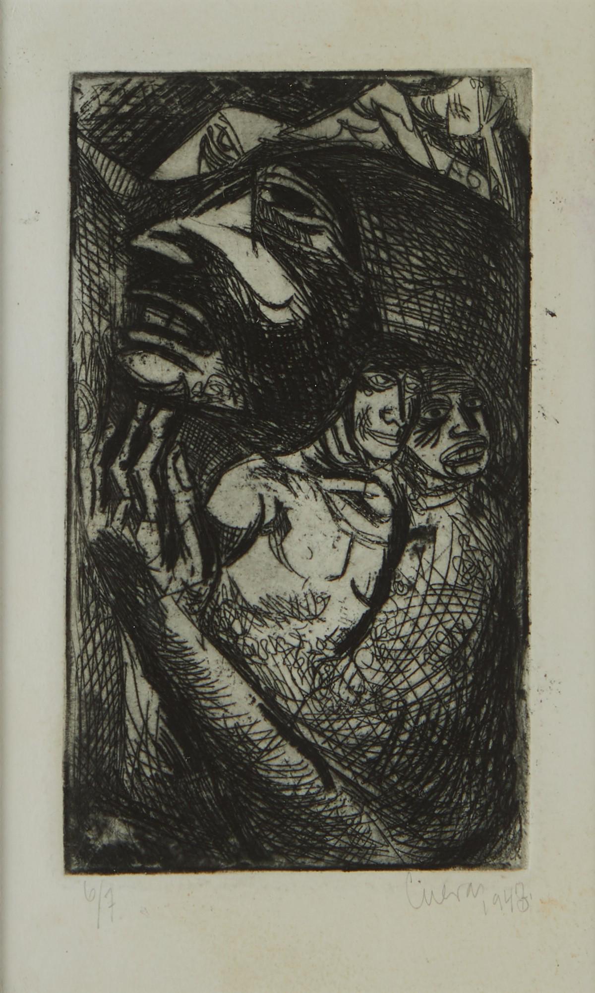 Early Jose Luis Cuevas Lithograph Figures (1 of 4)