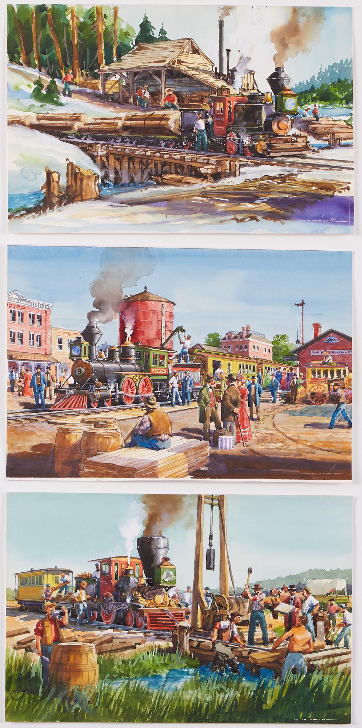 Grp: 3 Lloyd Harting Trains Watercolors (1 of 6)