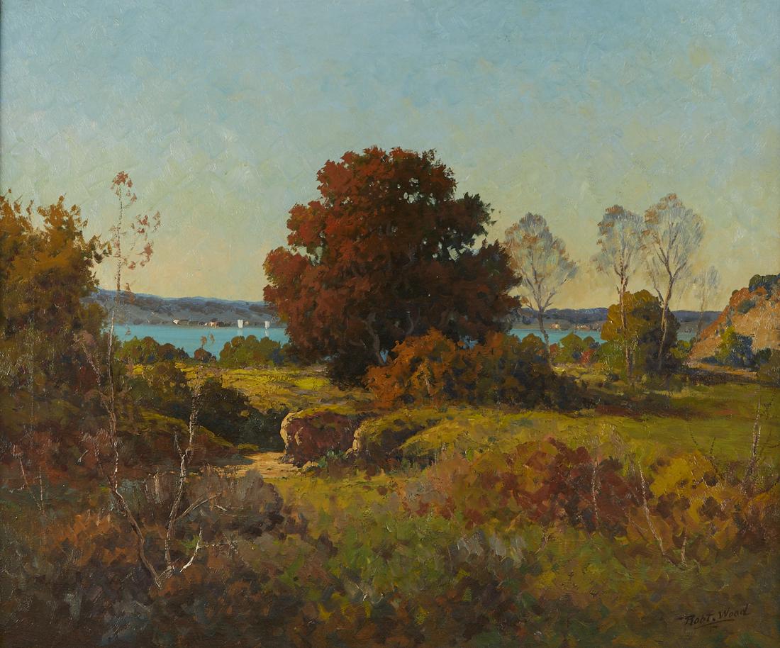 Robert William Wood "Lake Medina, Texas in Autumn" Oil (1 of 4)