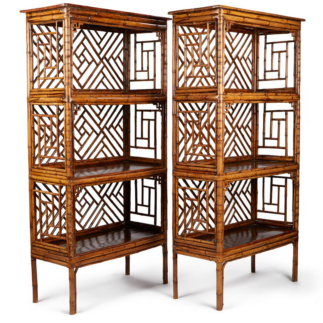 Pair of Chinese Spotted Bamboo Shelves (1 of 13)