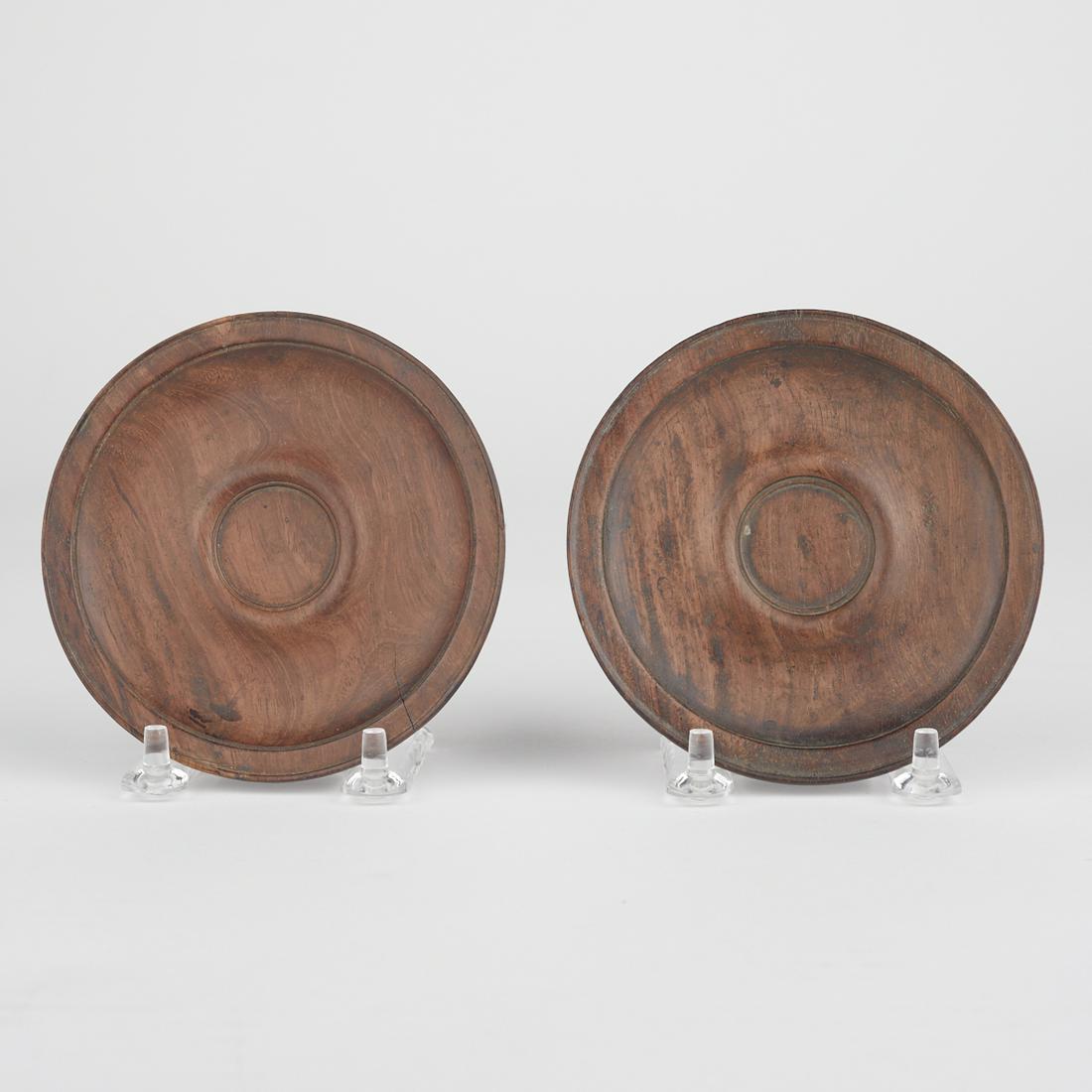 Pair of Chinese Rosewood Saucer Dishes (1 of 3)