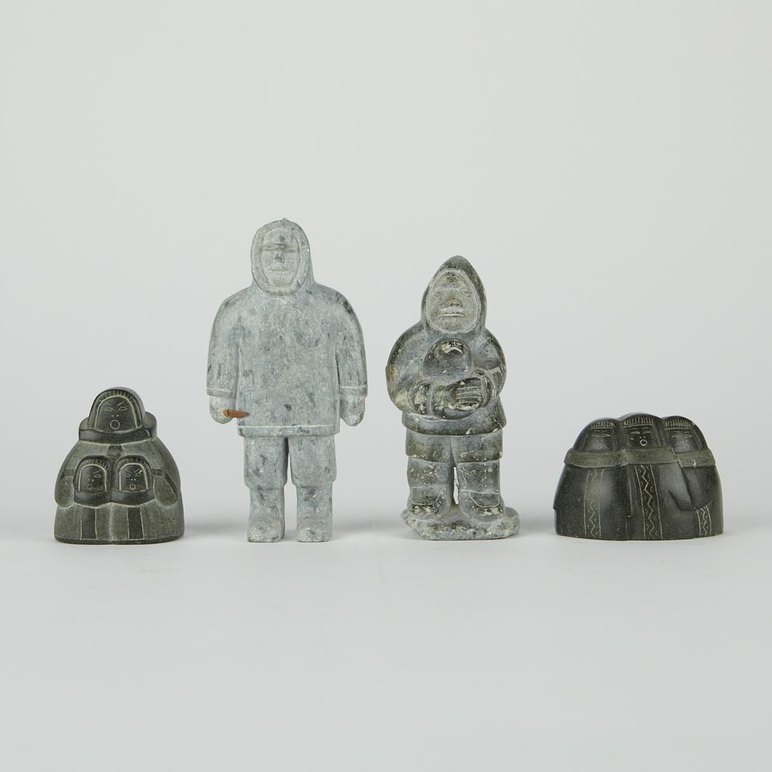 Grp: 4 Stone Inuit Carvings Figures (1 of 5)