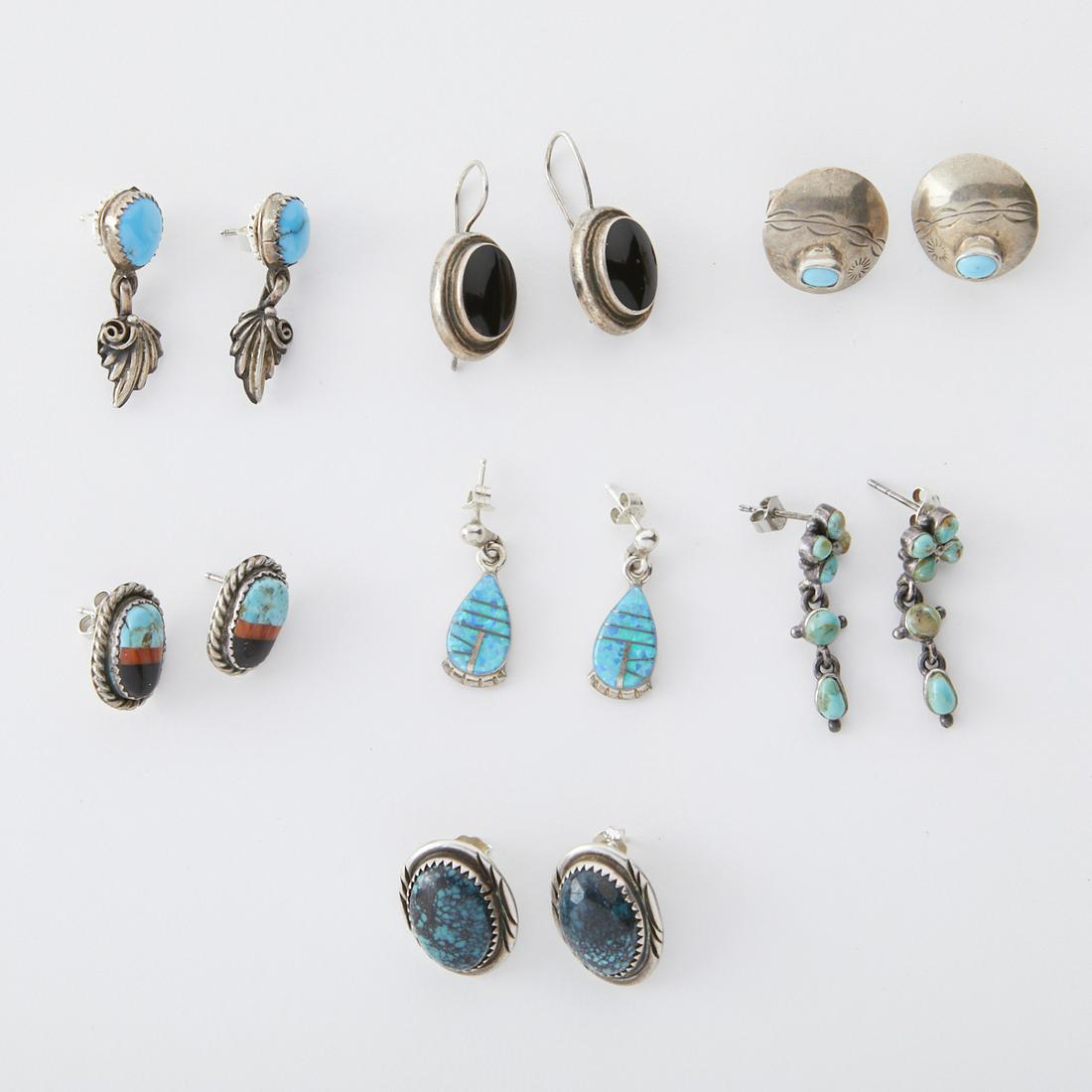Grp: Southwestern Silver & Turquoise Earrings (1 of 6)