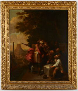 After Frans Francken II Nimrod and the Tower of Babel: After Frans Francken the Younger (Flemish, 1581-1642). Oil on copper sheet Old Master painting titled "Nimrod and the Tower of Babel," depicting the biblical King Nimrod overseeing the construction of