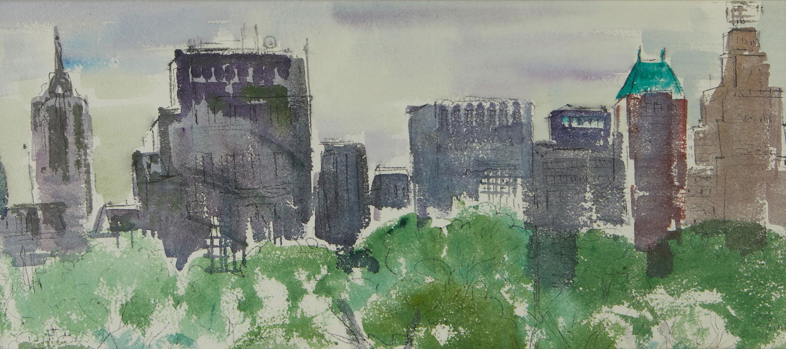 Jo Lutz Rollins NYC Cityscape Watercolor Painting (1 of 4)