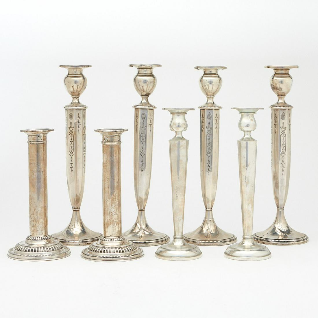 Grp: 8 Paired Sterling Silver Candlesticks (1 of 7)