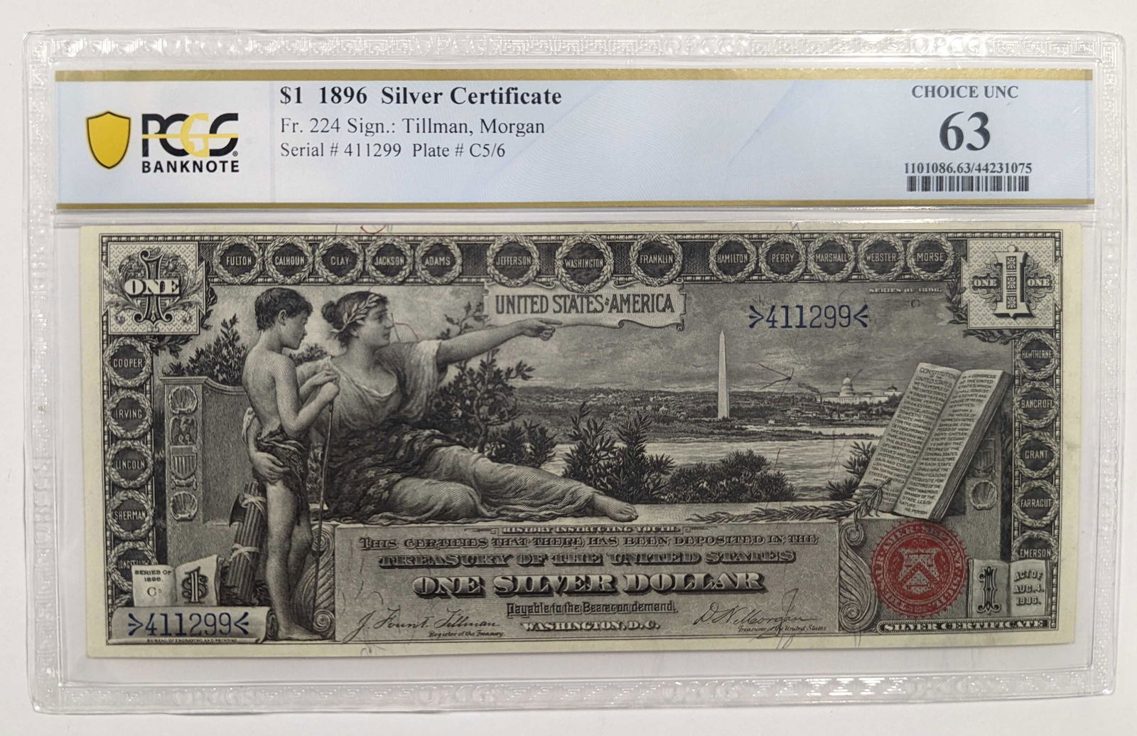 1896 $1 Silver Certificate PCGS Choice UNC 63 (1 of 2)