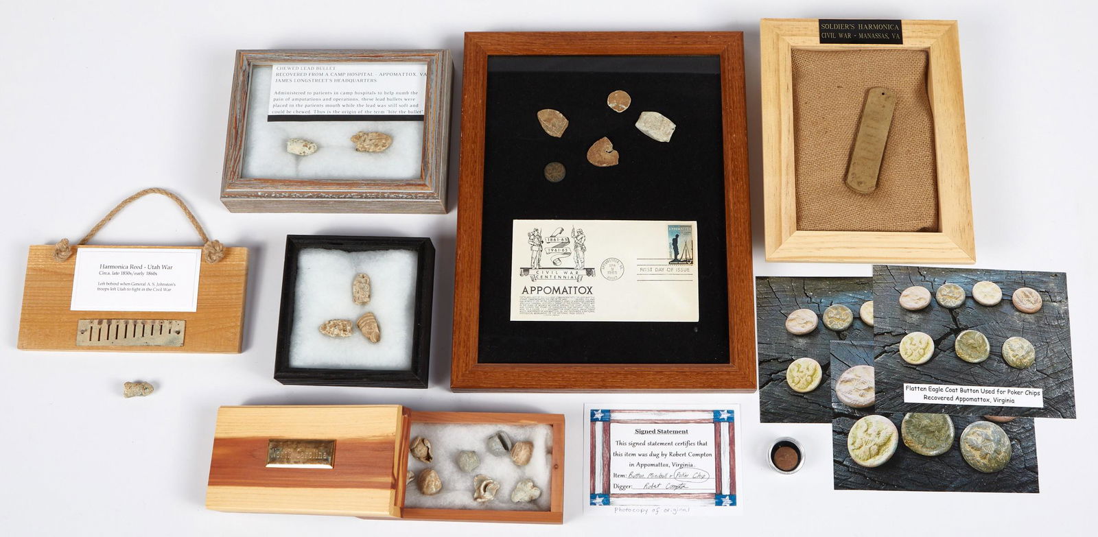 Grp: Civil War Objects - Harmonica, Button, & (1 of 8)