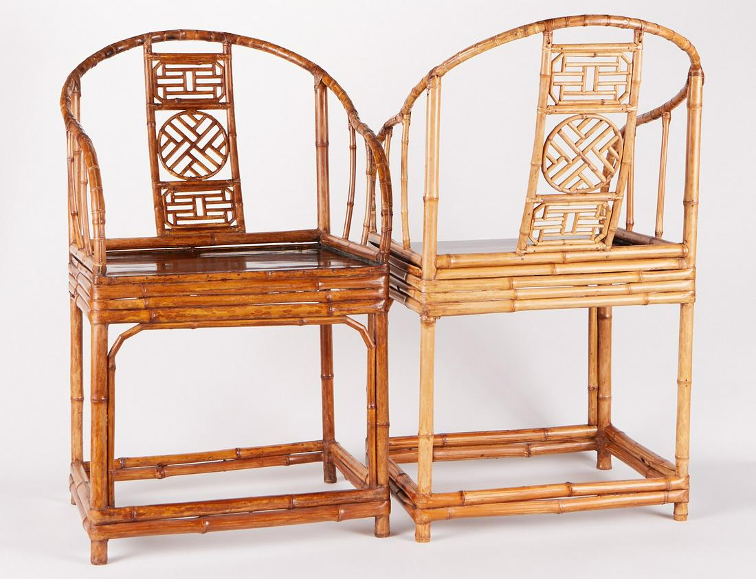 Pair of Chinese Bamboo Bow Back Armchairs (1 of 12)