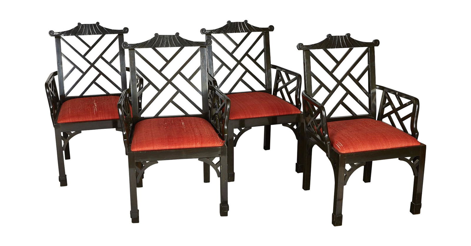 Grp: 4 Chinoiserie Lacquered Armchairs (1 of 12)