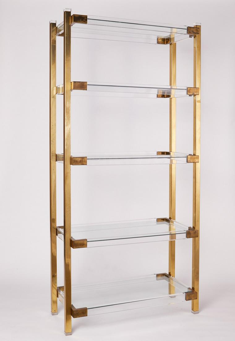 Attrib. Charles Hollis Jones Brass & Lucite Shelf (1 of 6)