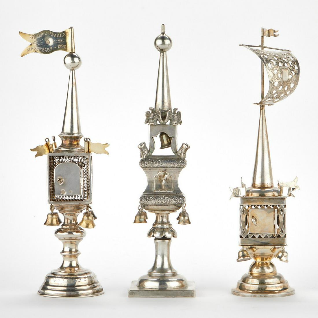 Grp: 3 Sterling Silver Judaic Spice Towers (1 of 8)