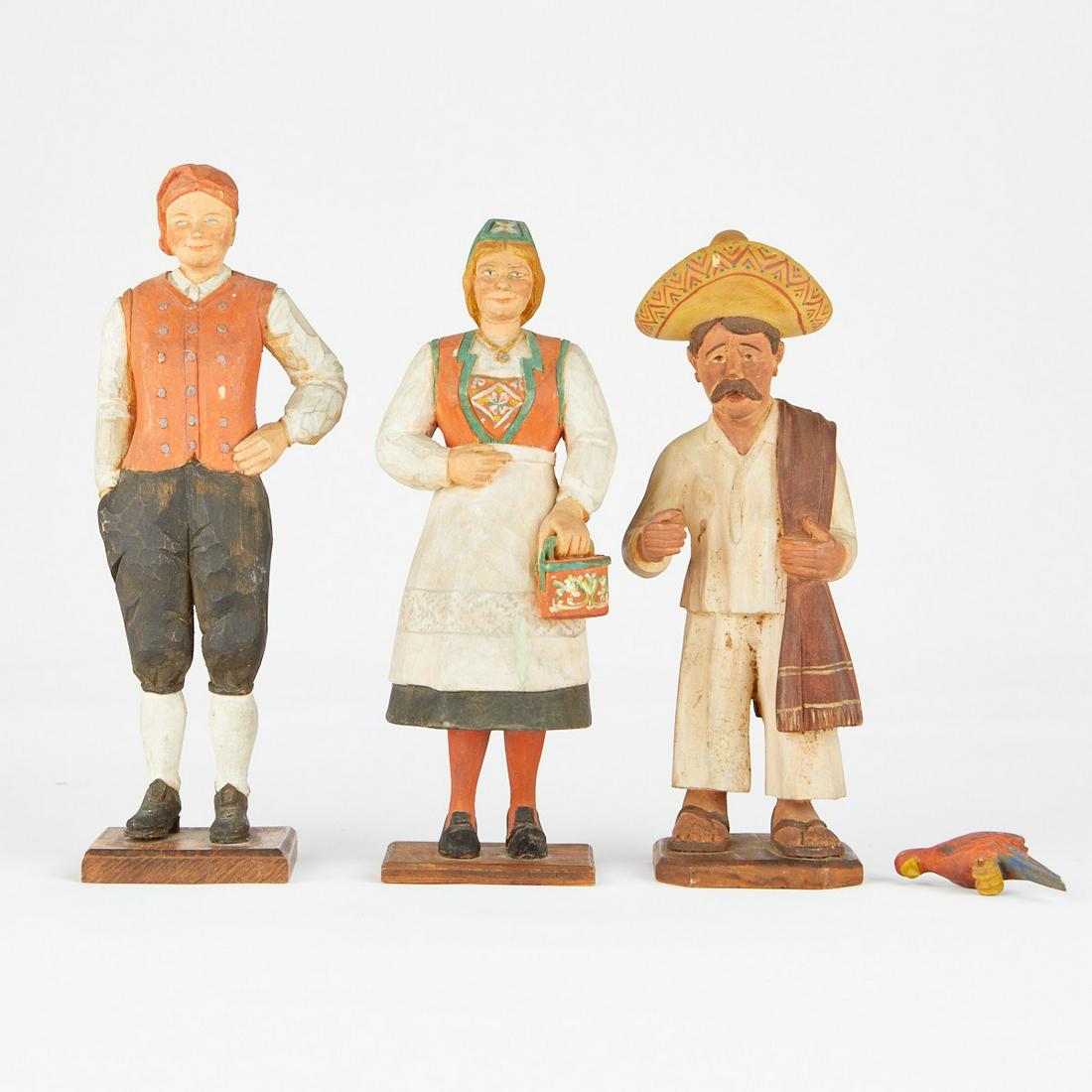 Grp: 3 Wood Carved WPA Figurines (1 of 10)