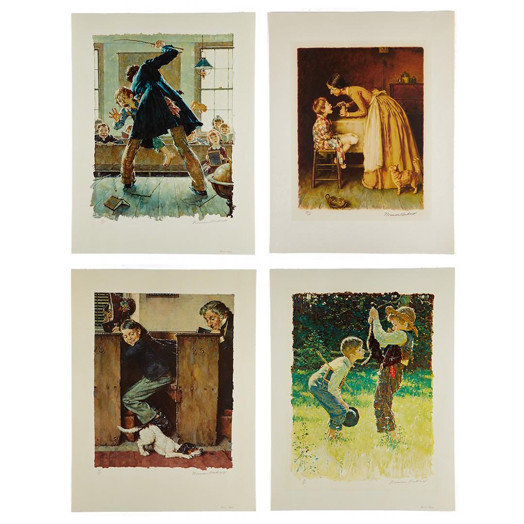 Grp: 4 Norman Rockwell Lithographs Tom Sawyer Portfolio (1 of 17)