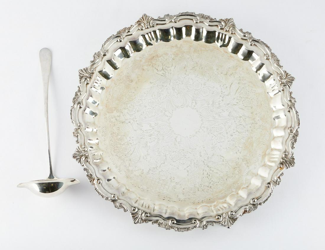 Silver Plated Serving Tray and Ladle (1 of 4)