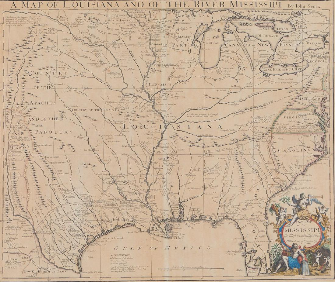John Senex Map of Louisiana & Mississippi River 1721 (1 of 5)