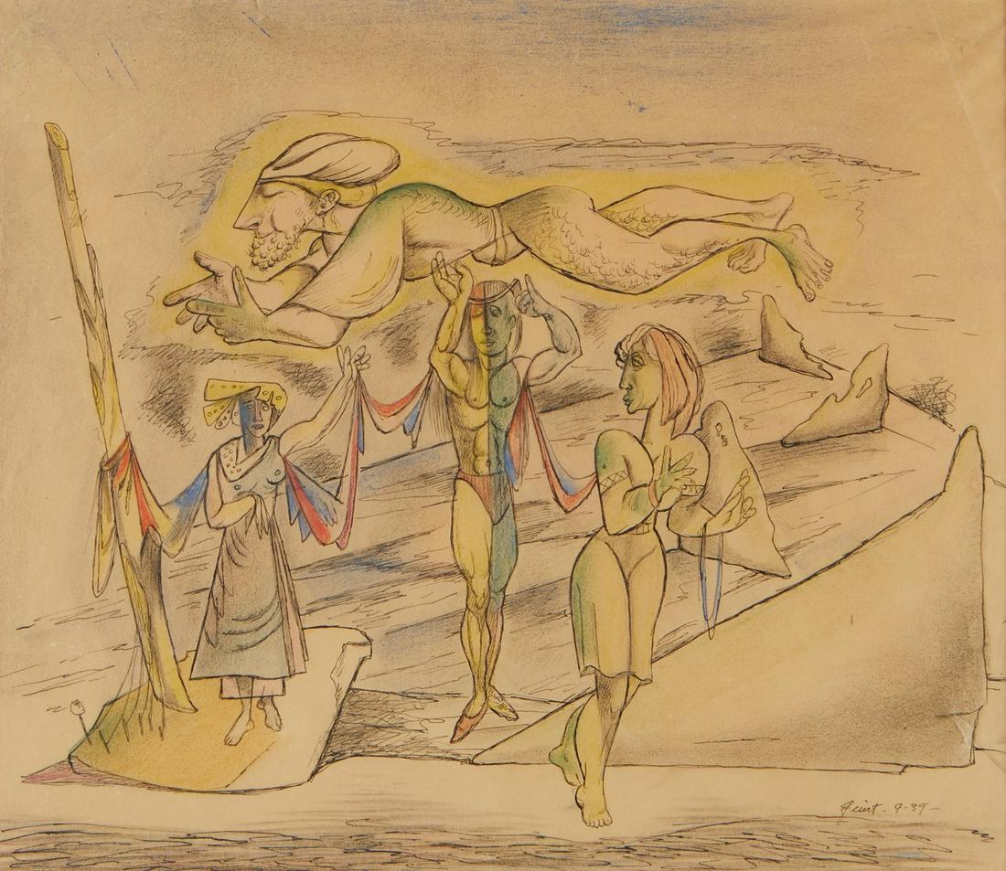 Walter Quirt Surrealist Drawing 1939 (1 of 3)