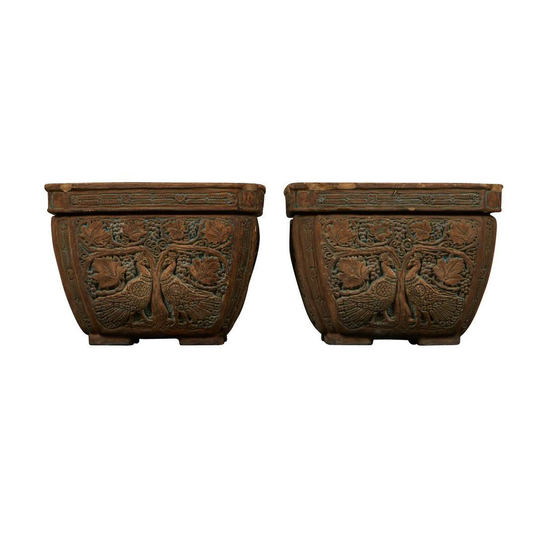 Pr: Large Ernest Batchelder Peacock Planters (1 of 10)