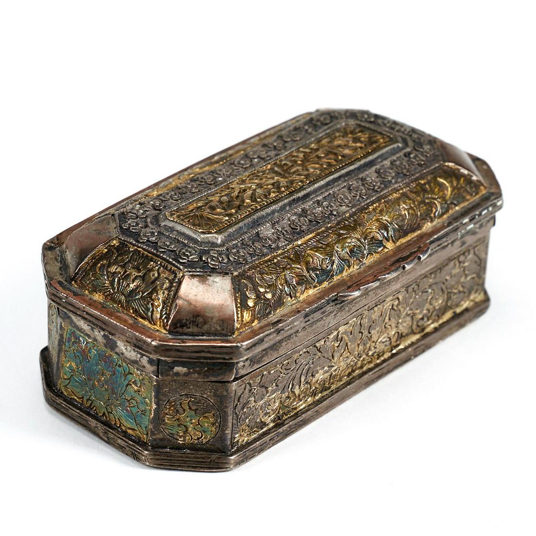 19th c. Indonesian Sumatra Silver Gilt Tobacco Box (1 of 8)