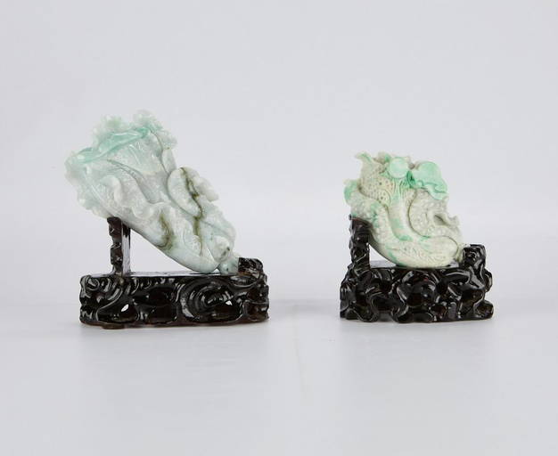 Grp 2 Fine Chinese Carved Jade Cabbages