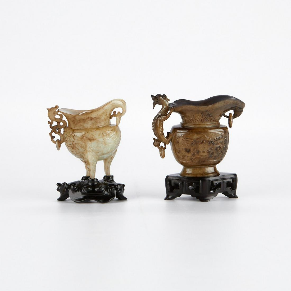 Grp: 2 Chinese Archaistic Jade Ewers (1 of 10)
