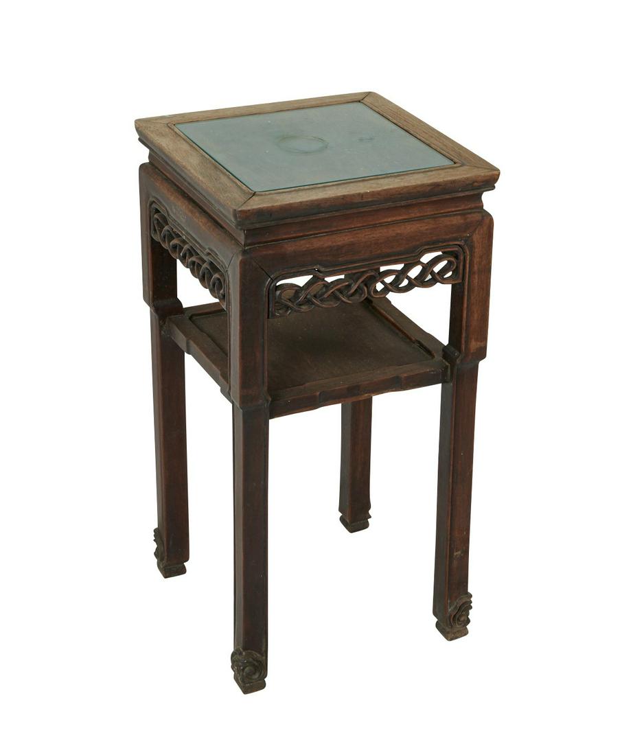 19th c. Chinese Rosewood Stand w/ Carved Skirt (1 of 8)