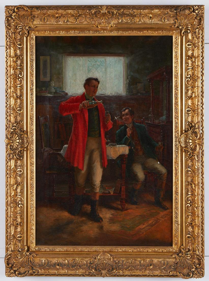 Unsigned Oil on Canvas Drinking Scene (1 of 7)