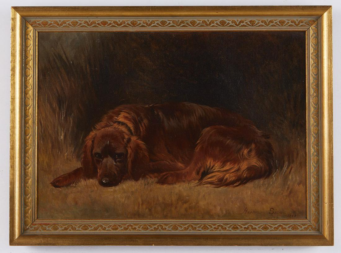 Hermann Simon Oil on Canvas Dog Painting 1883 (1 of 4)