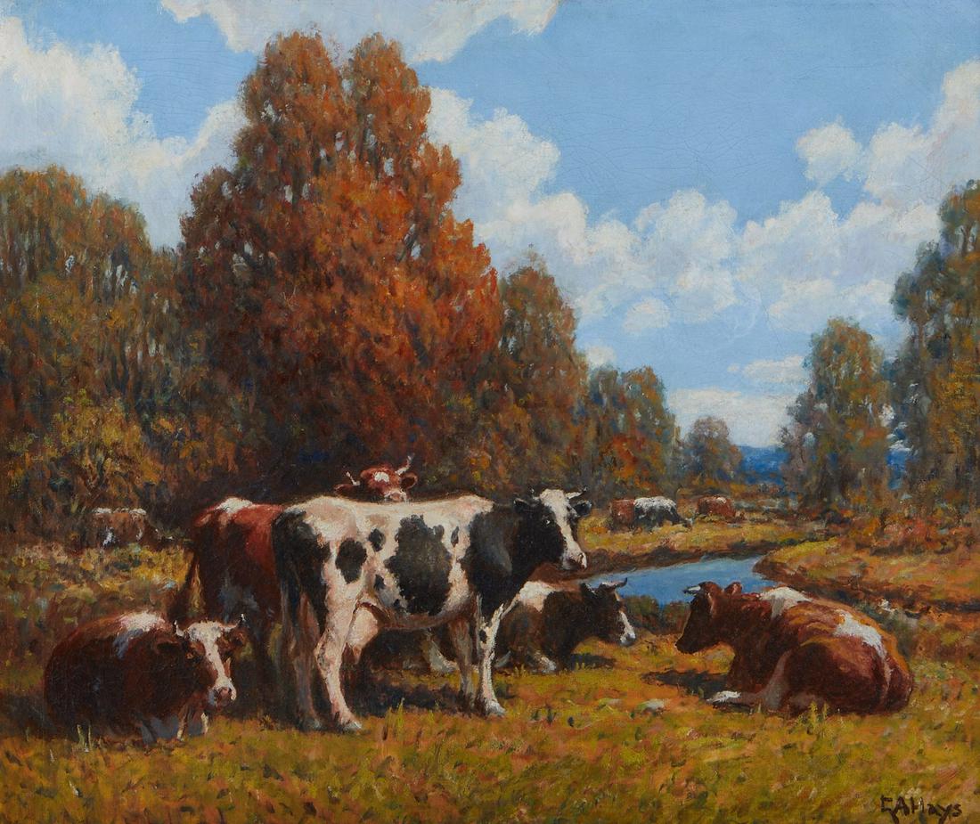 George Hays "Autumn" Oil on Canvas Cattle (1 of 7)