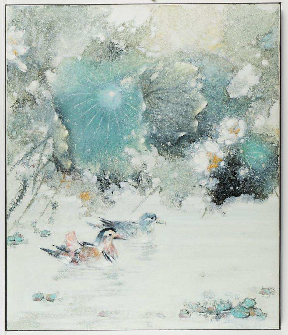 Hu Chi-Chung "Under the Lily Pods" Oil Painting (1 of 6)