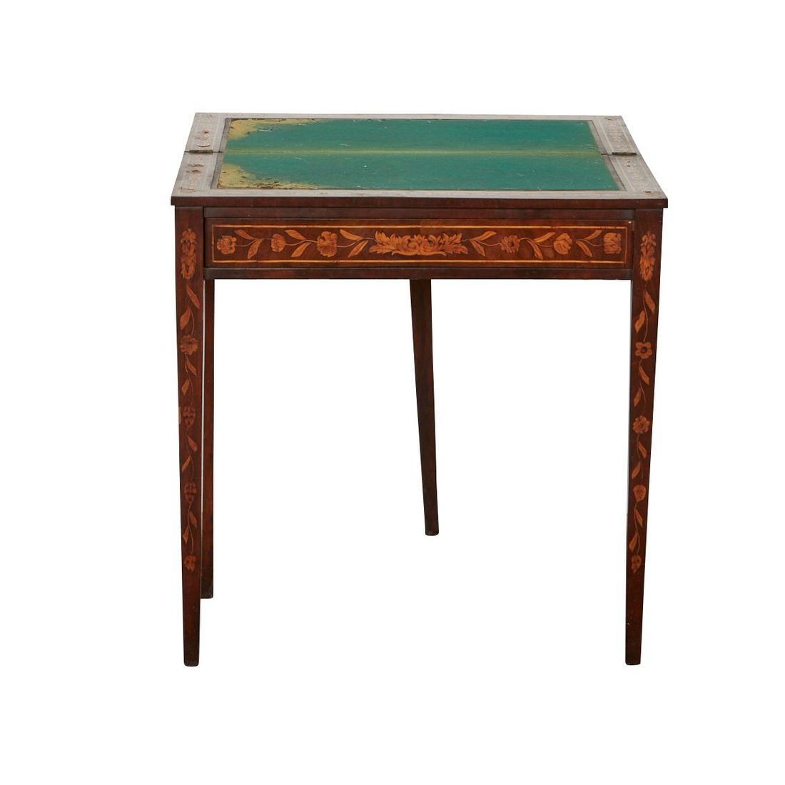 Continental Marquetry Inlaid Folding Side Table (1 of 13)