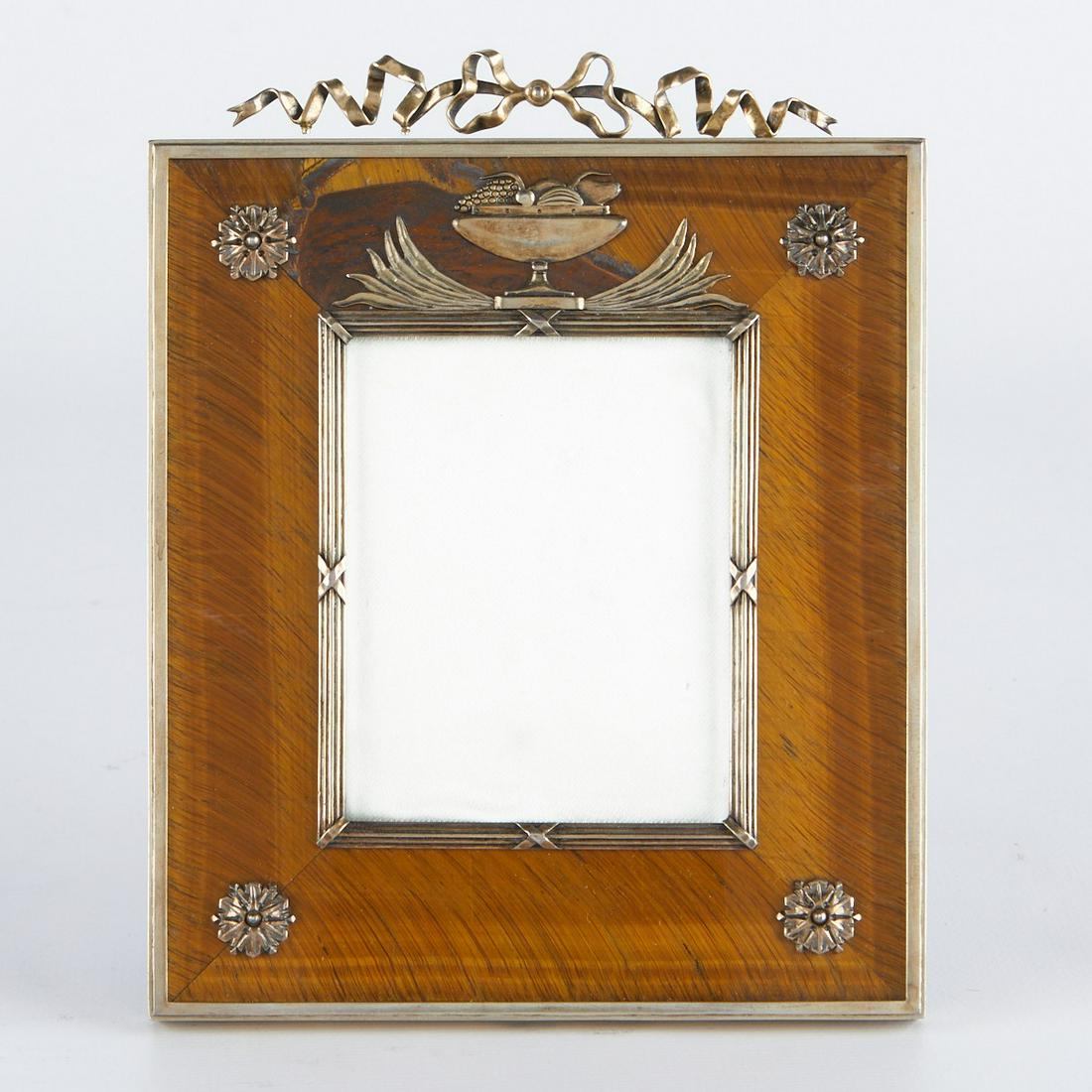 Russian Neoclassical Silver Picture Frame w/ Tiger's Eye (1 of 5)