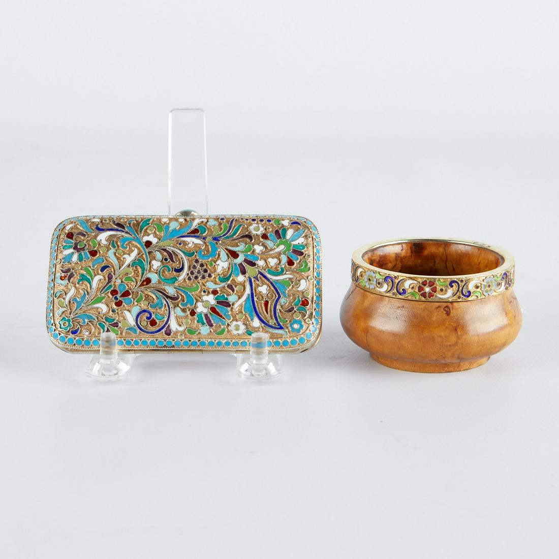 Russian Silver Enamel Case & Salt Cellar (1 of 10)