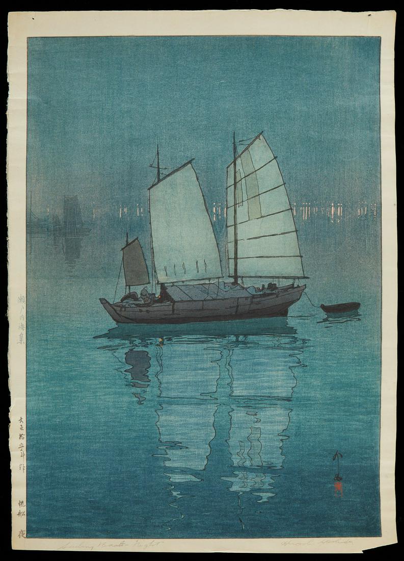 Hiroshi Yoshida "Sailing Boats - Night" Double Oban (1 of 10)