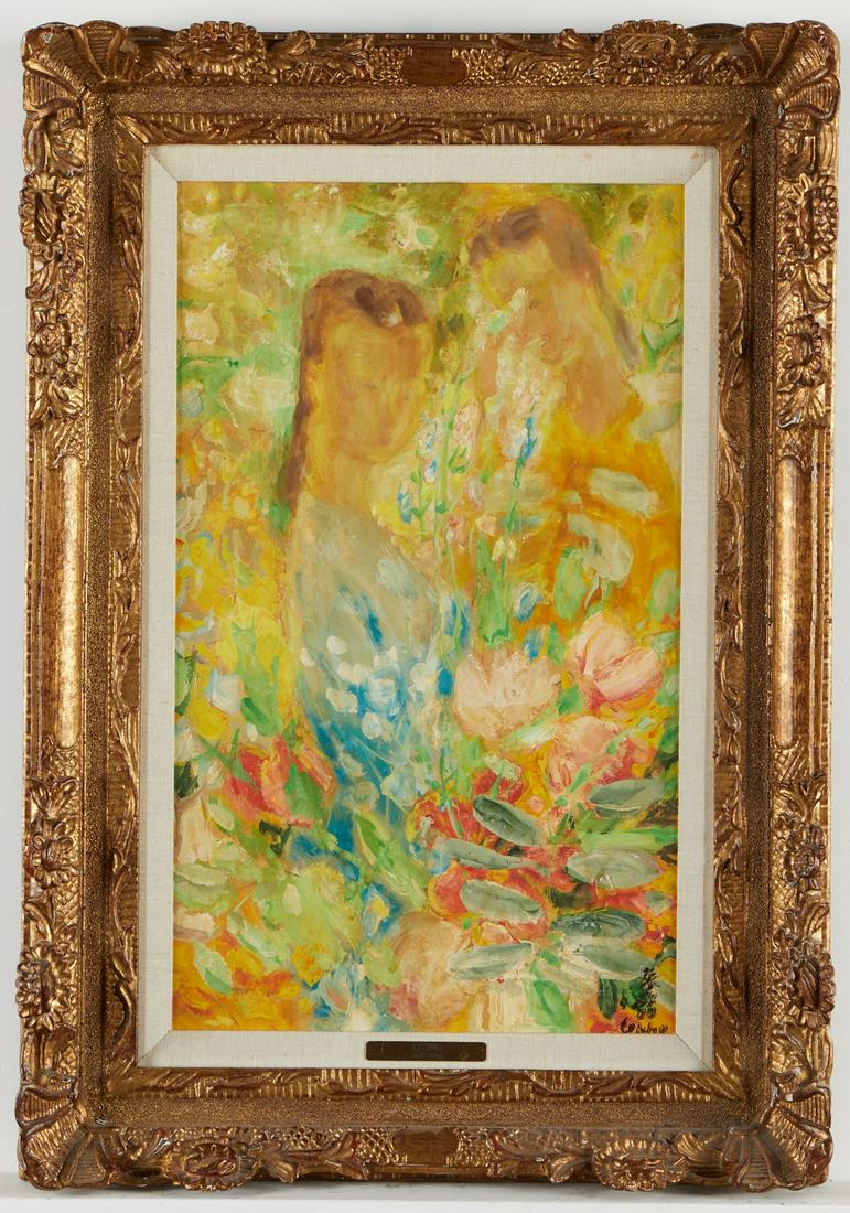 Le Pho Painting 2 Women Oil on Silk (1 of 15)