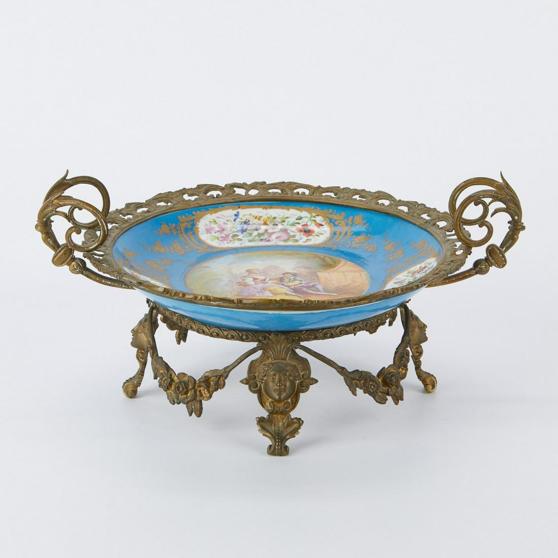 French Sevres Style Dish w/ Bronze Mounts (1 of 9)